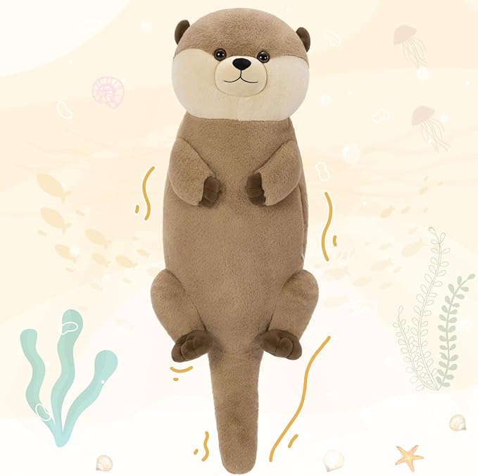 Tezituor 39 inch Giant Otter Stuffed Animal, 3ft Long Otter Plush Body Pillow for Sleeping, Hugging Soft Stuffed Ocean Otter Plush Birthday Party Gift for Kids Girlfriend