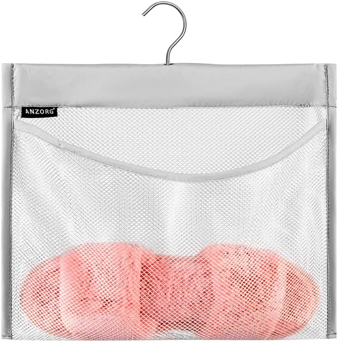 ANZORG Mesh Shower Organizer Hanging Caddy Quick Dry Bathroom Storage for Toiletry Accessories with Rotating Hanger (1 Pocket)