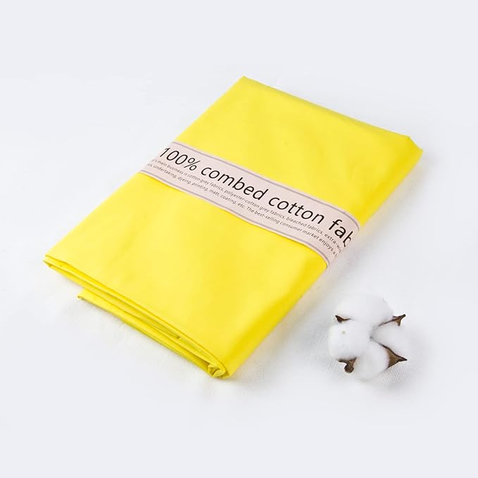 2 Yard Bright Yellow Cotton Fabric,Natural Cotton Poplin Fabric by The Yard, 59 Inches Wide 100% Cotton Fabric,Soft Embroidery Muslin Quilting Material for Sewing Material
