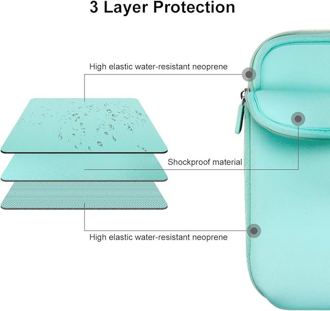 AULEEP 11-12 Inch Laptop Sleeves, Neoprene Notebook Computer Pocket Tablet Carrying Sleeve/Water-Resistant Compatible Laptop Sleeve for Acer/Asus/Dell/Lenovo/HP (Light Green)