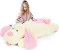MorisMos Giant Dog Stuffed Animals, 51inch Large Stuffed Dog Plush Soft Big Pillow Gifts for Kids,Girls, Boys, Pink