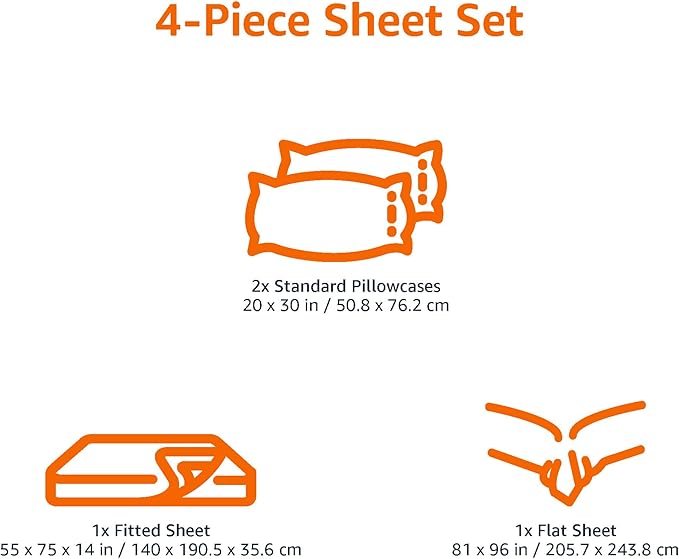 Amazon Basics 4 Piece Bed Sheet Set, 100% Cotton Jersey, Includes Super Soft, Flat and Fitted Sheets, Pillowcase, Full, Light Gray, Solid