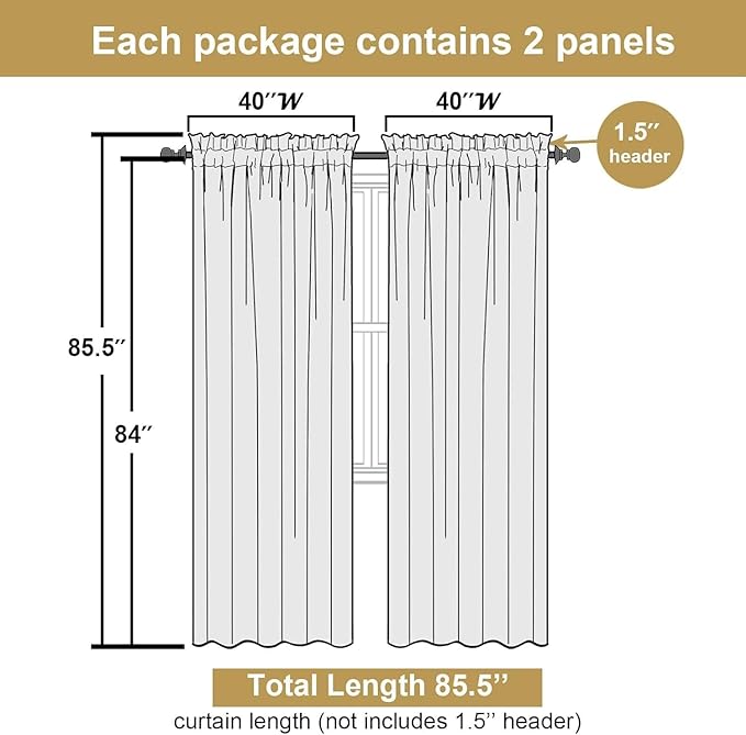 Lecloud Bessie Red Christmas Curtains 84 Inches Long 2 Panels, Privacy Faux Linen Breathable Light Filtering Curtain, Rustic Dual Rod Pocket Window Drapes for Bedroom Livingroom, Each 40" W x 84" L