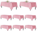 sancua Pink Tablecloths for 8 Foot Rectangle Tables, 8 Pack - Washable Polyester Fabric Table Cloth for Wedding Christmas Party, Birthday, Banquet Reception, 60x120 Inch