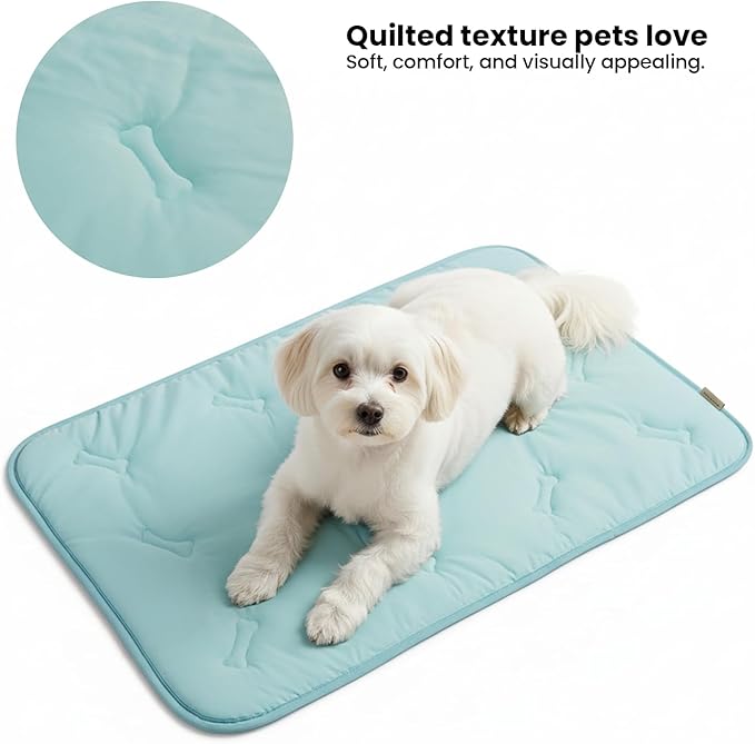 DORMORA Cooling Pet Mat – 41x28.5 Dog or Cat Cool & Comfy, Soft Breathable Self-Cooling Pad, Pet-Safe, Durable, Perfect for Hot Weather, Naps, Crates, Cars, Couch, Washable, Take Anywhere, Blue