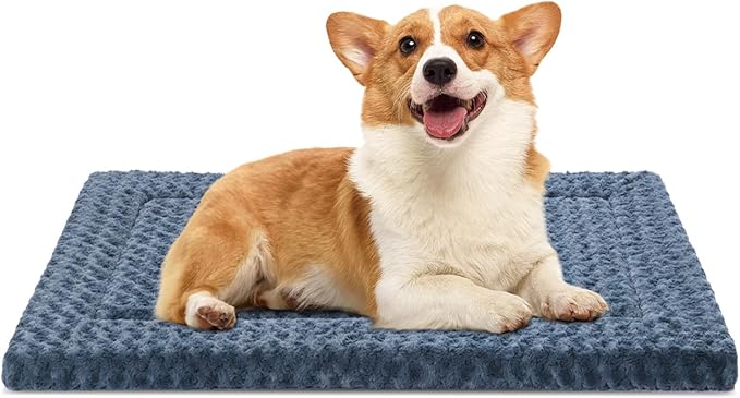 WagWonders Dog Bed Mat Washable Reversible Dog Crate Pad Soft Fluffy Pet Kennel Beds with Anti-Slip Bottom Dog Cat Sleeping Mattress for Small Medium Dogs, 29x18x1.5 Inch, Gray