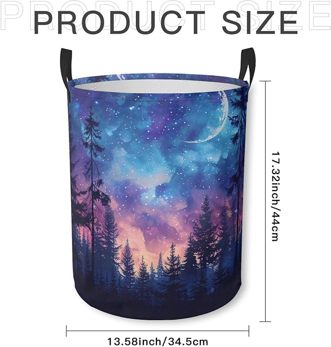 Laundry Basket Forest Galaxy Collapsible Laundry Hamper with Handles Clothes Storage Bin for Household Bedroom Bathroom College Dorms