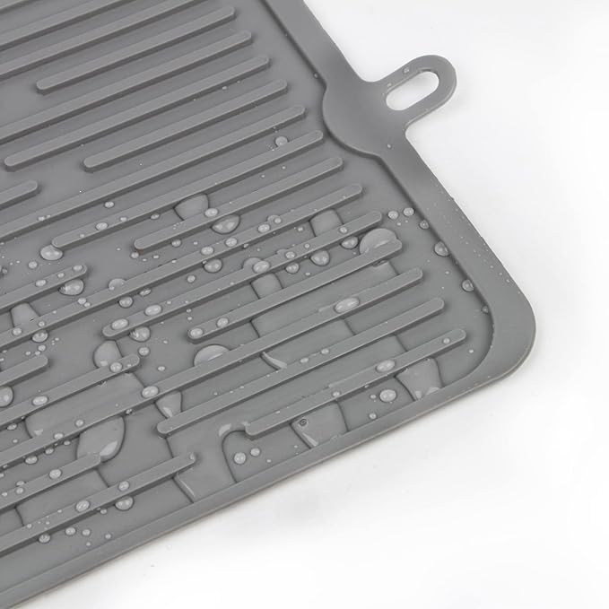 Dahaiwua Pet Food Mat,Mat for Prevent Food and Water Overflow,Portable and Foldable Mat,Suitable for Medium and Small Pet Pet Placemat for Dog and Cat（Dark Grey）