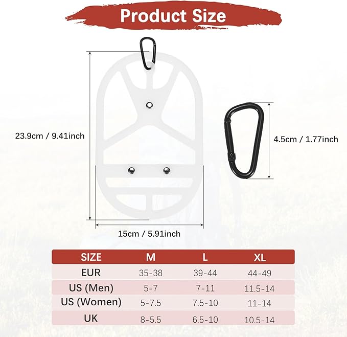 TIXIPEM Shoe Holster for Backpack [1SET] - Elastic Silicone Footwear Holder with Clip Use for Travel & Outdoors & Sports - [White-XL] Hang Extra Shoes Cleats Boots
