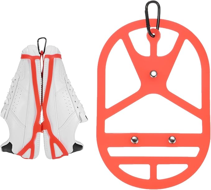 TIXIPEM Shoe Holster for Backpack [1SET] - Elastic Silicone Footwear Holder with Clip Use for Travel & Outdoors & Sports - [Red-L] Hang Extra Shoes Cleats Boots