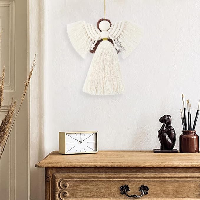 FREEBLOSS 3 Set DIY Macrame Angel Kit for Beginners With Instructions, Boho Angel Decor, Adults Craft Kit, Christmas Birthday Gift, White