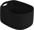 ECDYQXVU Cotton Rope Storage Basket, 15x10x9 Inches, Woven Basket for Shelves, Clothes, Towels, Books, and Laundry, Black (1 Pack)