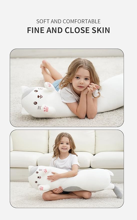 Dalmao 36" Cat Stuffed Animal, Soft Long Pillow Doll Cute Cartoon Kitten Plush Body Pillow Plushies Toy Gift for Kids, Girls, Birthdays, Valentine's, Christmas
