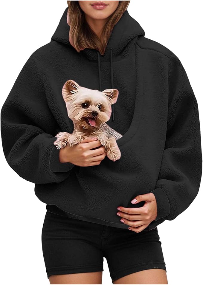 LBECLEY Hoodie with Dog Pouch Oversized Pet Hoodies Carrier Large Pocket Hooded Sweatshirt for Puppy Kitten Dogs Holder
