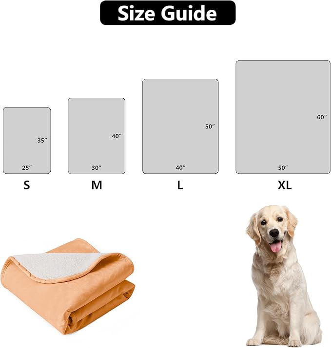 Bigbeer Waterproof Blanket for Bed, Leak Proof Dog Blankets for Couch Sofa Protection, Reversible Pet Sherpa Throw Furniture Protector Machine Washable(86"x120",Orange)