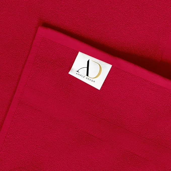 Ample Decor 100% Cotton Bath Mats 24 x 17 Inches, Quick Dry, 1350 GSM Banded Border Shower Bathroom Floor Mat, Not Bathroom Rug - Christmas Red, 2 Pack
