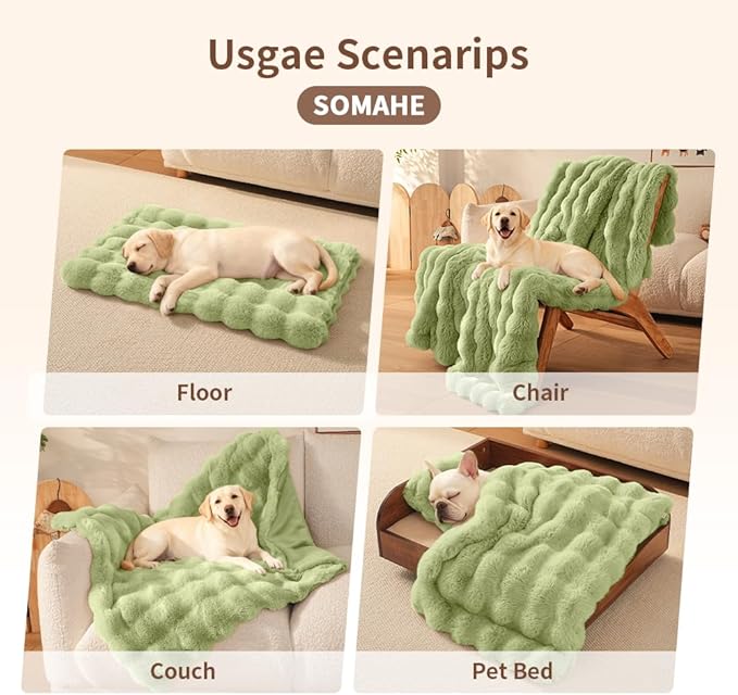 Dog Blanket Ultra Soft Fuzzy Faux Fur Cat Blankets for Indoor Cats Ultra Soft Plush Faux Fur Machine Washable Reversible Pet Throw Protector for Couch Furniture Large 39"X 30" Fruit Green
