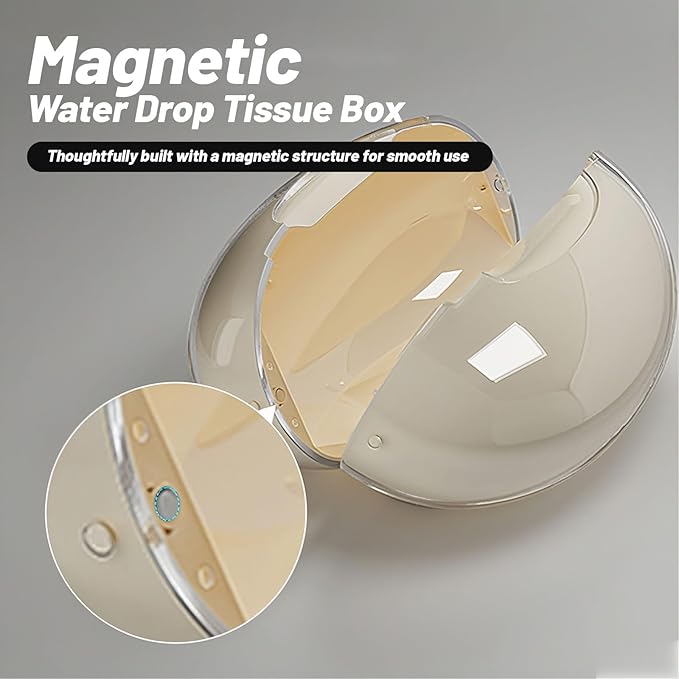 Modern Tissue Box Cover for Home and Office – Magnetic Lid Oval Tissue Holder, Inside Dimensions 8.07" × 5.91" × 3.44", Decorative Clear Double-Layer Plastic, Luxe Home Decor (Black)