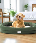 bilypaws Orthopedic Dog Bed for Large Dogs, Pet Sofa Bed with Egg Crate Foam, 4-Sided Bolster, Removable Washable Cover & Anti-Slip Bottom, XX-Large Calliste Green