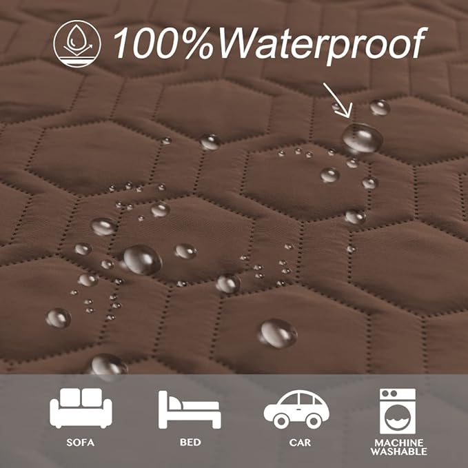 Tcksstex Waterproof and Anti-Slip Dog Bed Cover and Pet Blanket Sofa Pet Bed Mat car Incontinence Mattress Protectors Furniture Couch Cover for Most Cats Dogs, Pets （82x82-Chocolate）