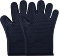 Silicone Oven Mitts Ven Gloves with Fingers Pot Holders and Oven Mitts Heat Resistant Kitchen Baking Cooking Barbecue Accessories 2 Pack Black