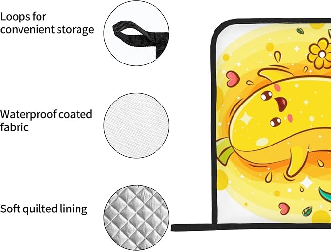 Cute Banana Pattern Pot Holders Set of 2 Heat Resistant & Non Slip Potholders, Watercolor Art Style Fire Oven Hot Pads for Kitchen Cooking Baking Barbecue
