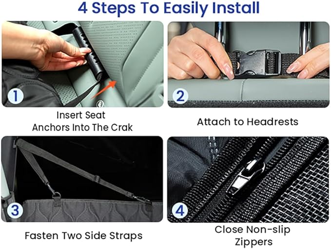 pettycare Dog Car Seat Cover for Back Seat - Hard Bottom Supports 400lbs, with Mesh Window & Non-Slip Bottom, for SUV & Truck (Black)