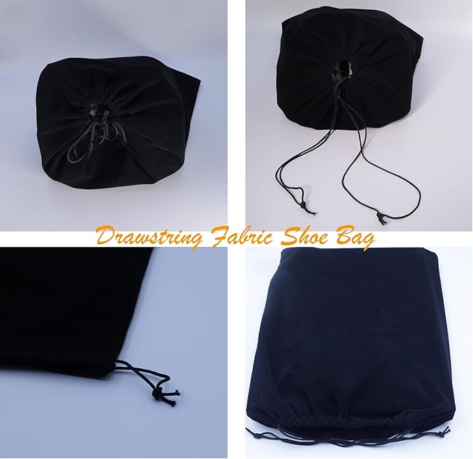 JACUXLSS Large Shoe Bags for Travel Storage, Black Flocking Fabric Organizer for Luggage Suitcase and Shoe Rack, Portable Dust Proof Drawstring Essentials for Men Women GYM Packing