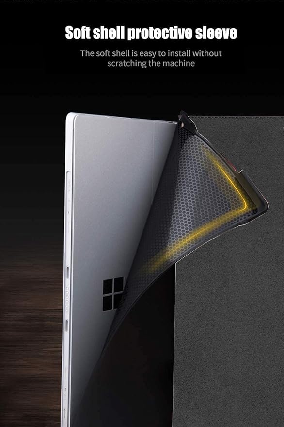 NANRUIL for Microsoft Surface Pro 4/5/6/7/7 Plus + 12.3 inch Case 2015/2017/2018/2019/2021 Genuine Leather Cover Protective Shell Compatible with Type Cover Keyboard and Pencil Holder.Black