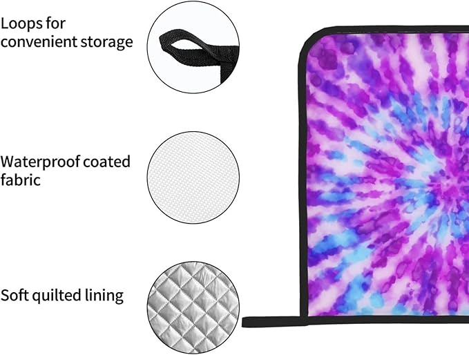 2-Pack Tie Dye Pot Holders for Kitchen Heat Resistant - Cute Quilted Potholders for Kitchens - Washable Potholder for Cooking & Baking & Microwave(Purple)