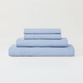 Sijo Stone Washed Organic French Linen Bed Sheet Set, GOTS Certified Organic, Best Cooling Linen Sheet Award by Sleep Foundation, 1 Flat Sheet Only (Sky, Full/Queen)