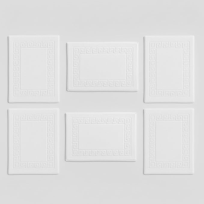 Peace Sleep Bedding Luxury Cotton Bath Mats Set of 6 – 20x32 Inches – 100% Ring-Spun Cotton, 650 GSM – Soft, Absorbent & Quick-Dry – Spa & Hotel Quality – Machine Washable – White