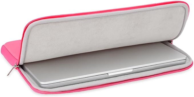 RAINYEAR 16 Inch Laptop Sleeve Protective Case with Accessories Pouch, Specially Compatible with 16" MacBook Pro M1 M2 M3 M4 Pro/Max A2141 A2485 A2780 A2991 A3403 A3186 (Bright Pink,Upgraded Version)