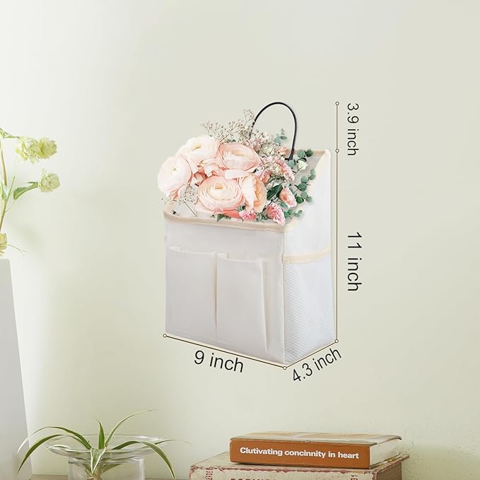 LYroo 2 Pack Wall Hanging Storage Bag Wall Hanging Organizer Basket with Pockets for Bathroom Bedroom Kitchen Dorm Room Essentials Rv Storage and Organization(White)