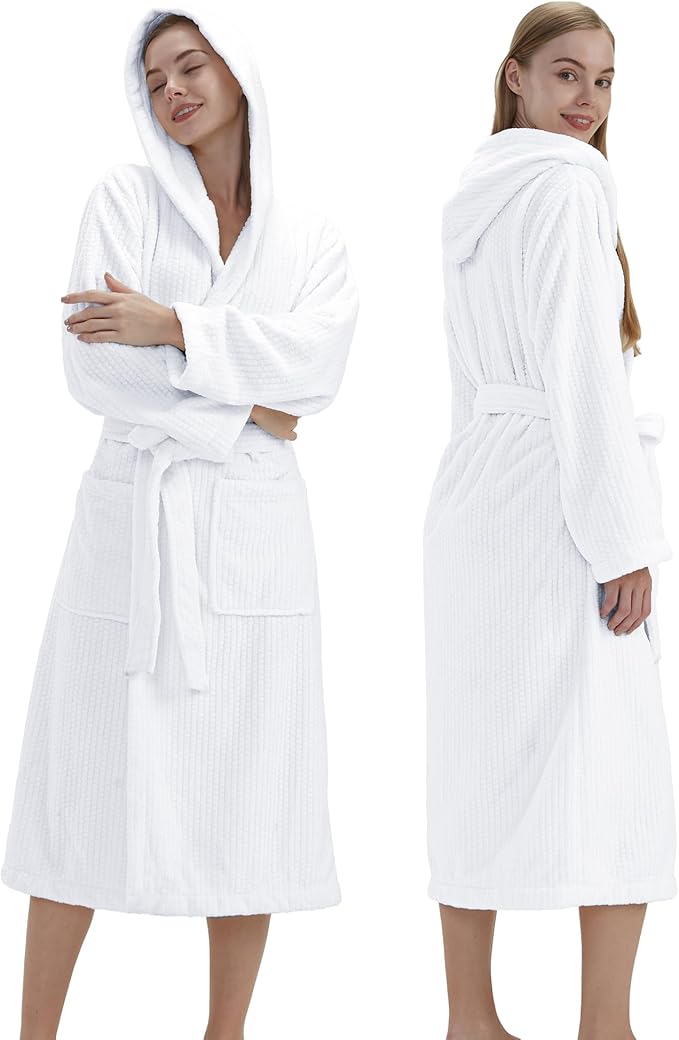 PJGGZ Hooded Bathrobes for Women, Soft Long Towel Robes for Women - Quick Dry yet Warm