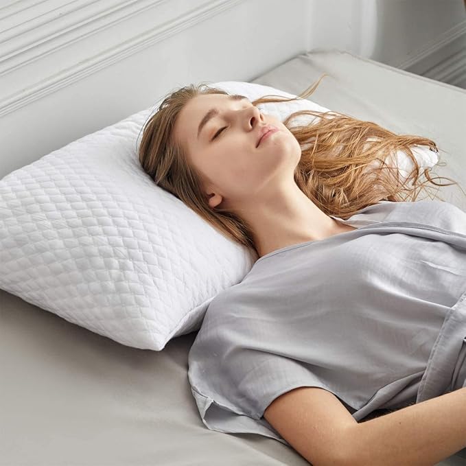 NTCOCO Shredded Memory Foam Bed Pillows for Sleeping King Size 2 Pack, with Washable Removable Hypoallergenic Sleep Pillow for Back and Side Sleeper