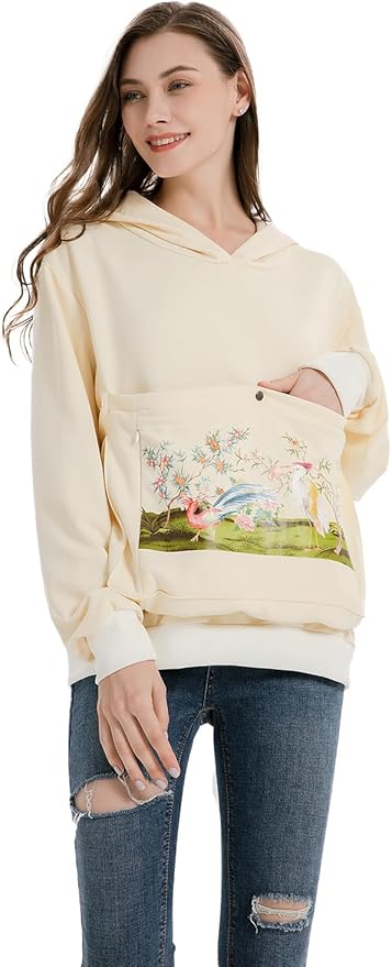 ALYC Cat Dog Carrier Hoodie Big Pet Pouch Sweatshirt Puppy Kitten Holder Pullover Top Graphic Print Kangaroo Hoodies
