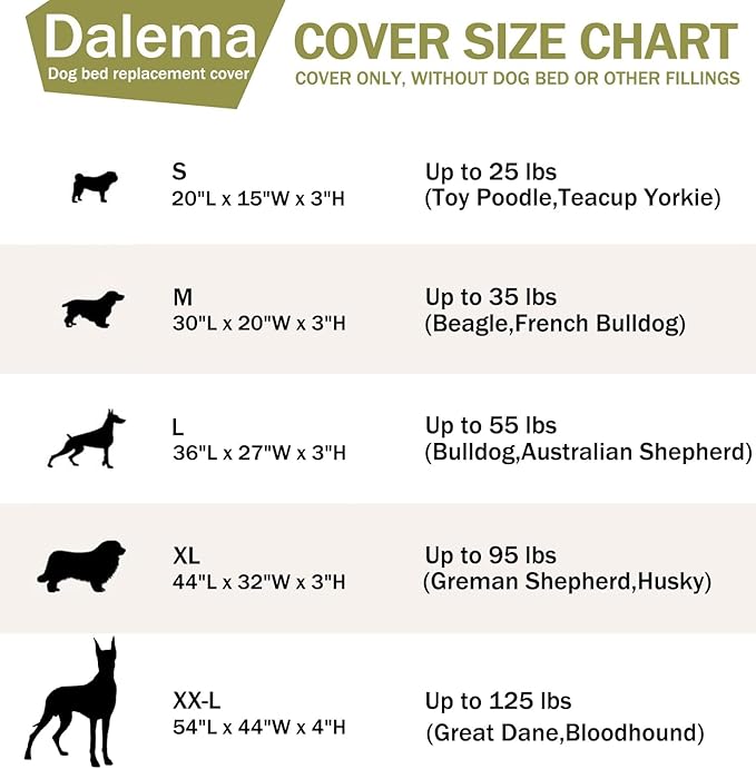 Dalema Dog Bed Cover,Waterproof Tough Plastic DIY Pet Bed Cover,Non Stick Hair Easy to Clean Rectangular Fillable Dog Bed Covers with Zipper(Greyish Green,36" L x 27" W x 4" Th,Cover Only)