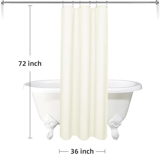 LaCyan 3 in 1 Waterproof Waffle Weave Shower Curtain and Clear Liner Set with 6 Stainless Steel Hooks Double Sided for Bathroom 72 Inches Heavy Duty Polyester Fabric Shower Curtains 36x72