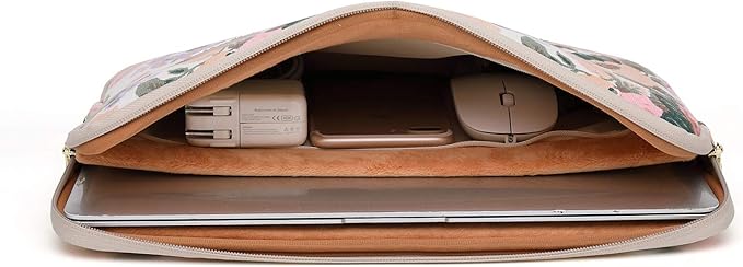 Kayond Canvas Water-Resistant 13.3 Inch Laptop Sleeve case for 12.5 inch 13inch Notebook Computer 12.9 Pocket Tablet (13-13.3 inch, White Camellia)