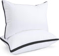viewstar Bed Pillows Different Sizes Set of 2, Hotel Quality Cooling Down Alternative Gusseted Pillows for Side, Back, or Stomach Sleepers, Styles, Colors, Plush, Black, Queen