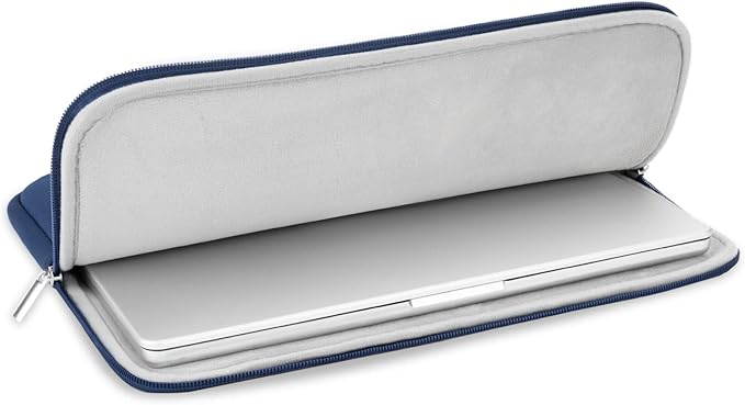 RAINYEAR 14 Inch Laptop Sleeve Protective Case Soft Fluffy Lining Padded Zipper Cover Carrying Bag with Accessories Pouch, Compatible with 14" Notebook Computer Chromebook (Navy Blue,Upgraded Version)