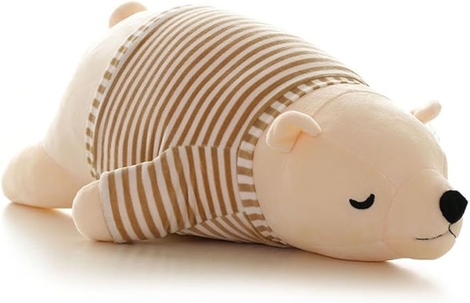 MMTTAO Stuffed Polar Bear Animal Plush Toy 24 Inch Large White Sleeping Bear Animal Stuff Soft Plushies Cute Dolls Collection Huggable Pillow Cushion Birthday Gift for Kids Child Boys Girls, 24Inches