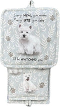 Westie 3-Piece Kitchen Set - Oven Mitt, Pot Holder & Kitchen Towel Set, Heat Resistant up to 420 F, Soft Quilted Cotton for Cooking, Baking, BBQ, Pet Lover Gifts (Westie)