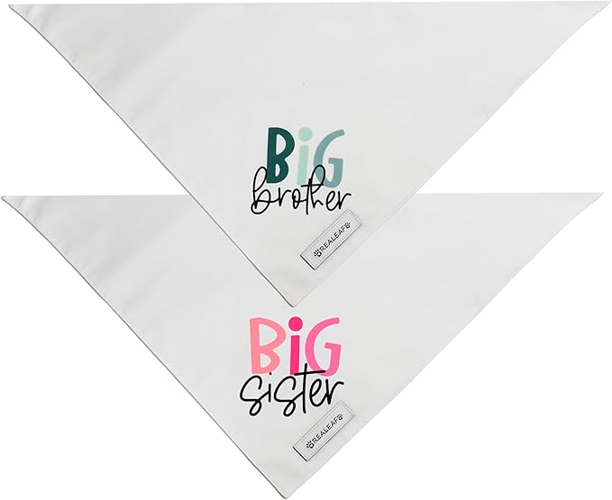 Realeaf Big Brother Big Sister Dog Bandanas Pet Scarf for Medium and Large Dogs New Baby Announcement Pet Accessories Pregnancy Reveal Ideas (Small)