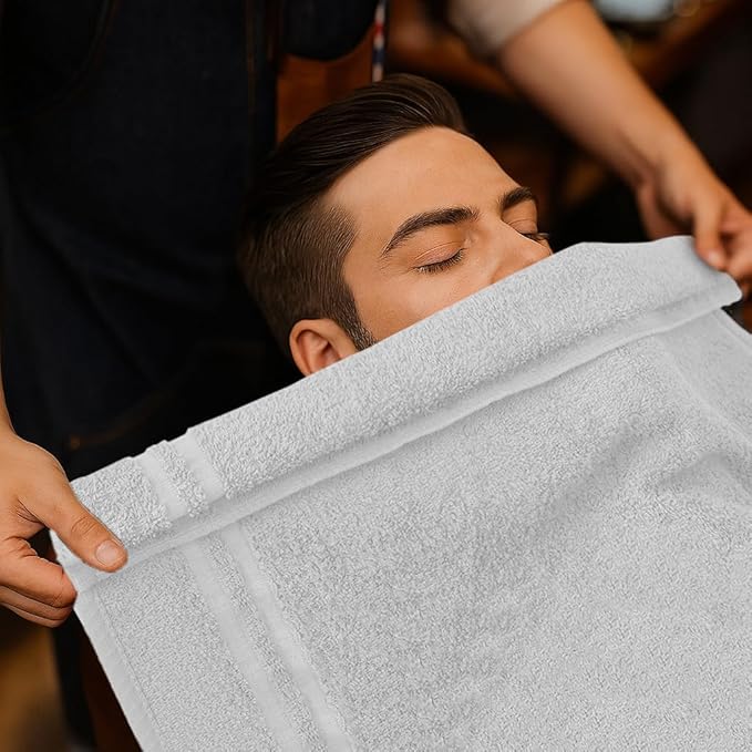 RIVERSIDE Pack of 24 Salon Towels Set (Not Bleach Proof), 16 x 26 Inches, 100% Ring Spun Cotton, Highly Absorbent & Quick Dry Hand Towels for Salon, Barber, Gym, Spa, Bathroom & Home, White