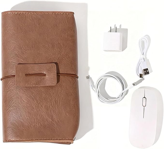 DUWUZEST Vintage leather Electronic organizer travel case,cord organizer travel, Leather charger shortage for essentials mouse, adapter, cables (brown with elastic band)