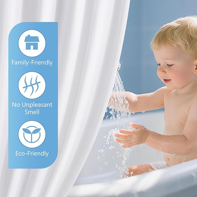 ROLIZOE Waterproof Fabric Shower Curtain Liner with 3 Magnets – Standard 72" x 78" – Soft, Durable & Machine Washable, Hotel-Grade Quality, Ultimate Water Protection