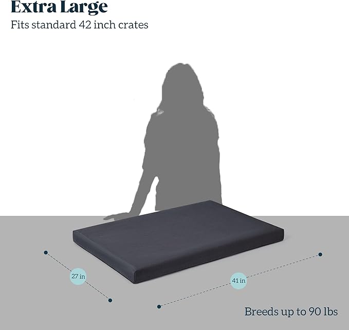 PELZIN Cybarmour Chew Proof Dog Bed - Orthopedic Indestructible Dog Crate Pad - Outdoor Waterproof Kennel Mat for Aggressive Chewers - Large Breeds & Fits 42-Inch Crate - 41"x27", Black