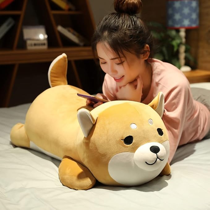 ERDAO Shiba Inu Plush Pillow,Soft Corgi Stuffed Animals Toy Cute Sleeping Puppy Doll Gifts for Kids (Round Eyes, 19.6 inch)